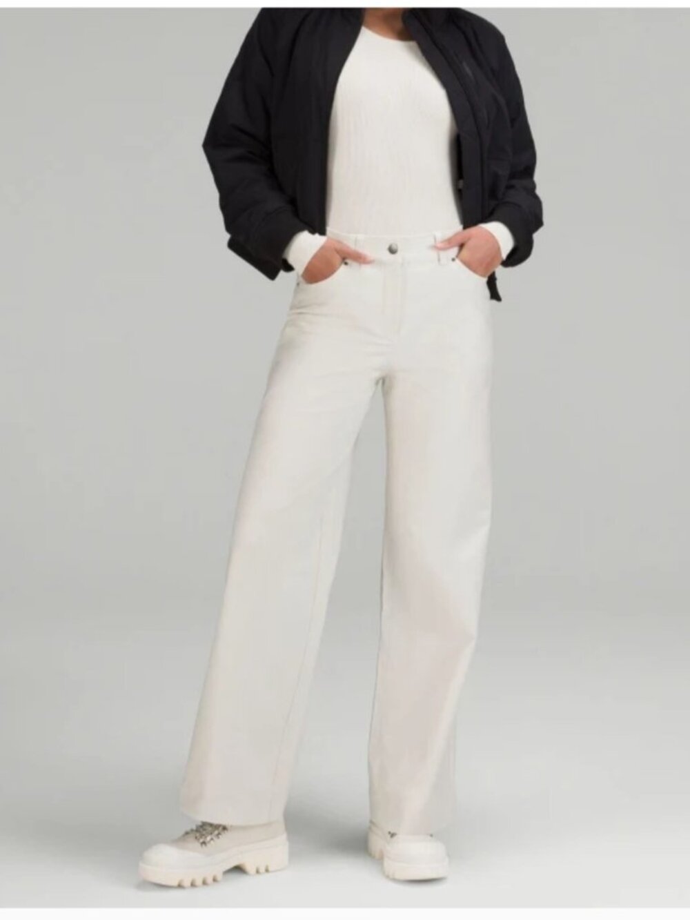 Lululemon City Sleek 5 Pocket High-Rise Wide-Leg Pant Woman 32 Bone Office 2023